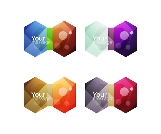 Set of vector shiny blank boxes for your content Abstract geometric elements suitable for text or infographics