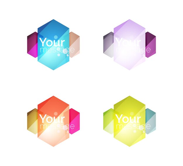 Set of vector shiny blank boxes for your content Abstract geometric elements suitable for text or infographics