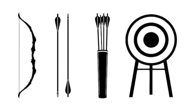 Set vector silhouettes of archery equipment