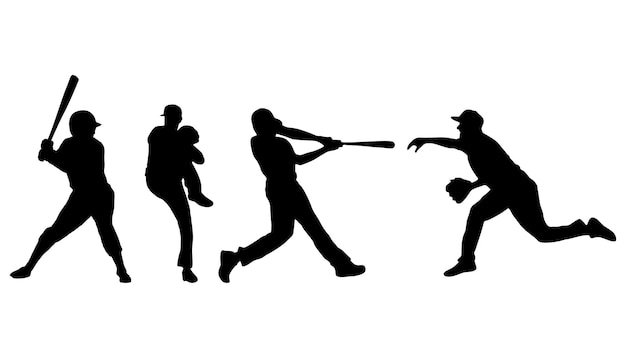 Set vector silhouettes of baseball