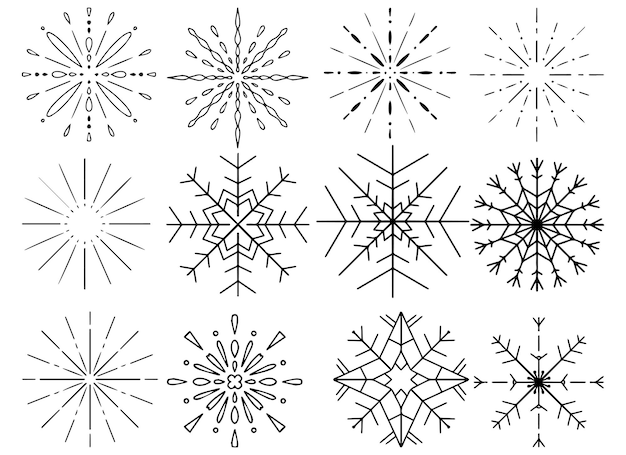 Set vector snowflakes. Collection of snowflake winter decoration.