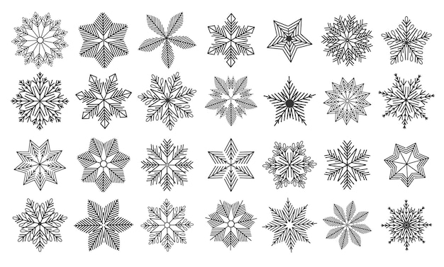 Set of vector snowflakes Element for Christmas banner cards New year ornament