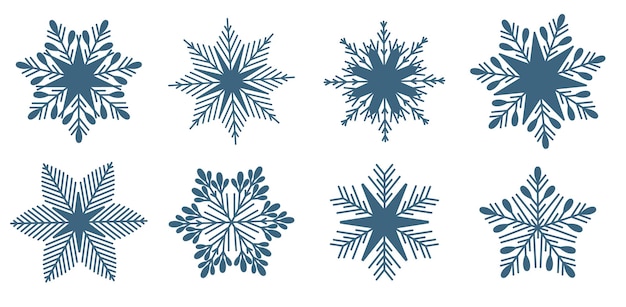 Set of vector snowflakes Element for Christmas banner cards New year ornament