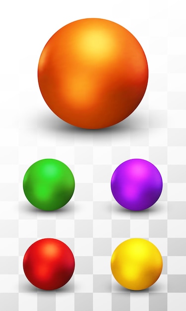 Set of vector spheres and balls on a white background