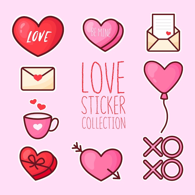 Set of vector stickers for valentines day