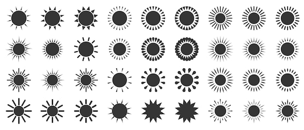 Set of vector sun symbols