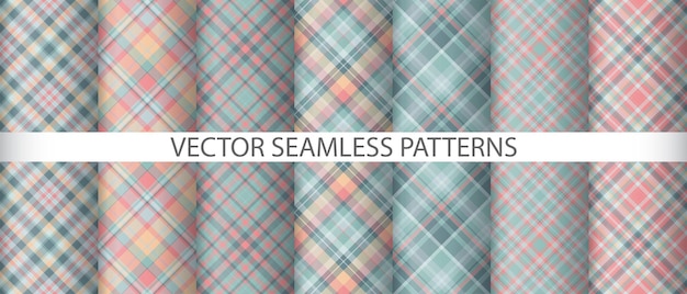 Set vector tartan texture Pattern textile plaid Check background seamless fabric