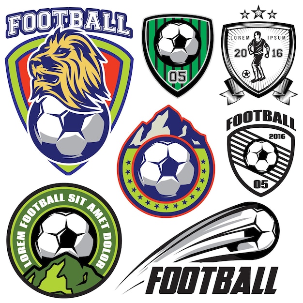 Set vector template sports logos and design elements on theme football