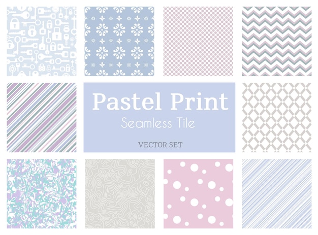 Set of vector tiled seamless collection of modern stylish pastel