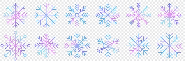 Set of vector watercolor snowflakes Collection of artistic snowflakes with watercolor texture Set of snowflakes Vector illustration