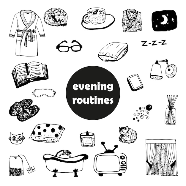 Set vectors evening routines before going to bed