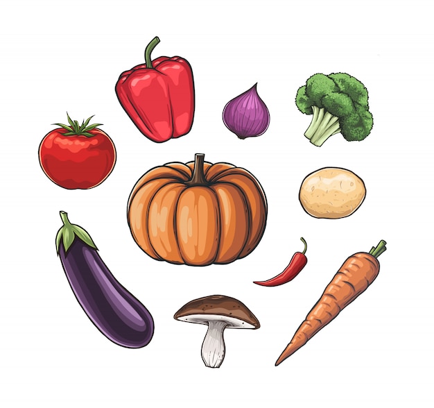 Set of vegetable cartoon style