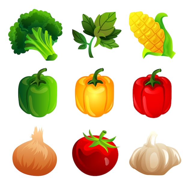 Set of vegetable element object