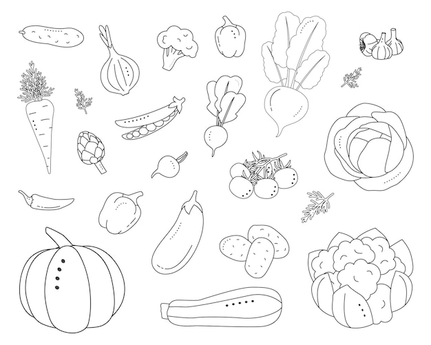 Set of vegetables Cartoon style