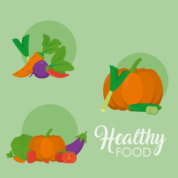 Set of vegetables round icons