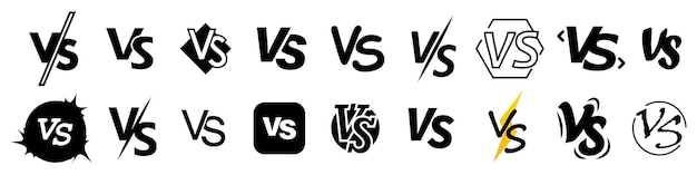 Set of versus letters VS vector sign for games design