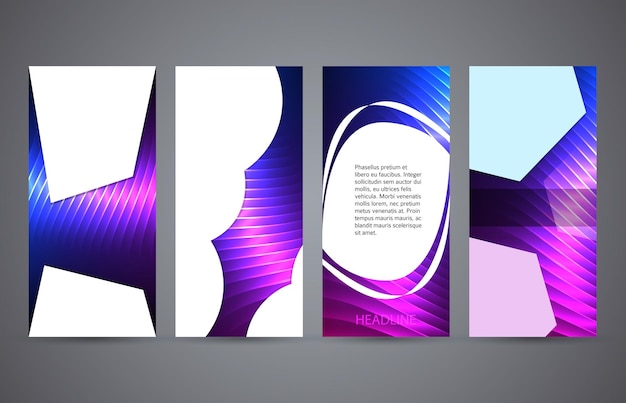 Set vertical banner background blue purple neon effect02