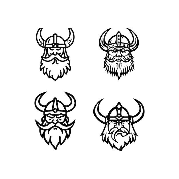 Vector set of viking logo design vector