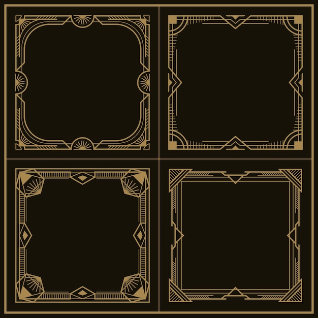 set of vintage art deco vector frames