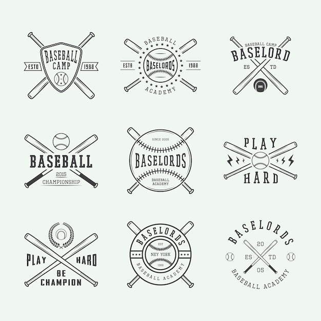 Set of vintage baseball logos