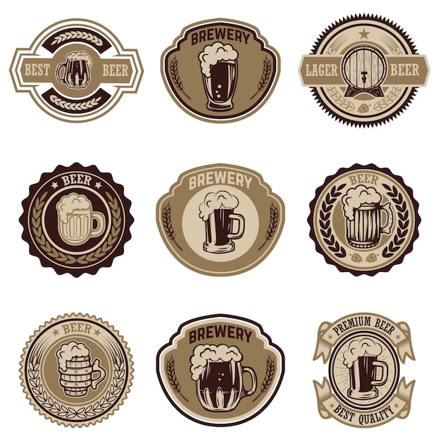 Set of vintage beer labels.  elements for logo, label, emblem, sign, menu.  illustration