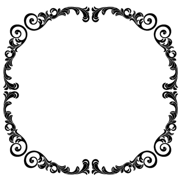 Set of vintage border frame engraving with retro ornament pattern. Vector.