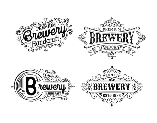 Set of Vintage brewery badge design