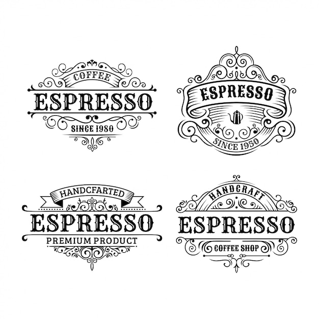 Set of Vintage coffee label design, calligraphy and typography elements styled design