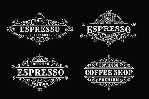 Set of Vintage coffee label design, calligraphy and typography elements styled design