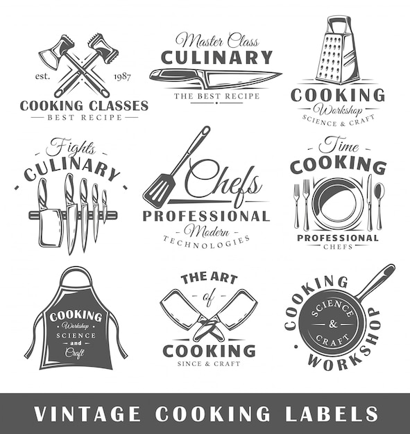 Set of vintage cooking labels