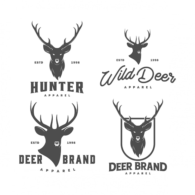 Set of vintage deer logo