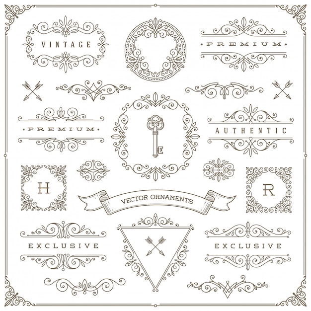 Set of vintage design elements