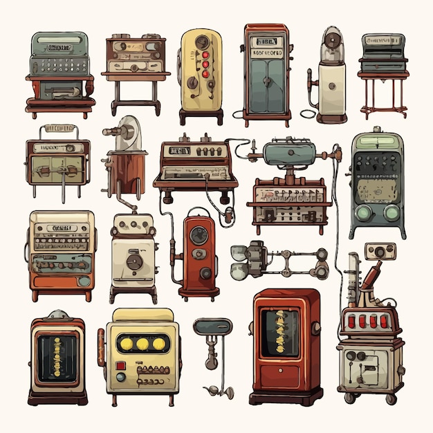 Vector set of vintage electrical machine