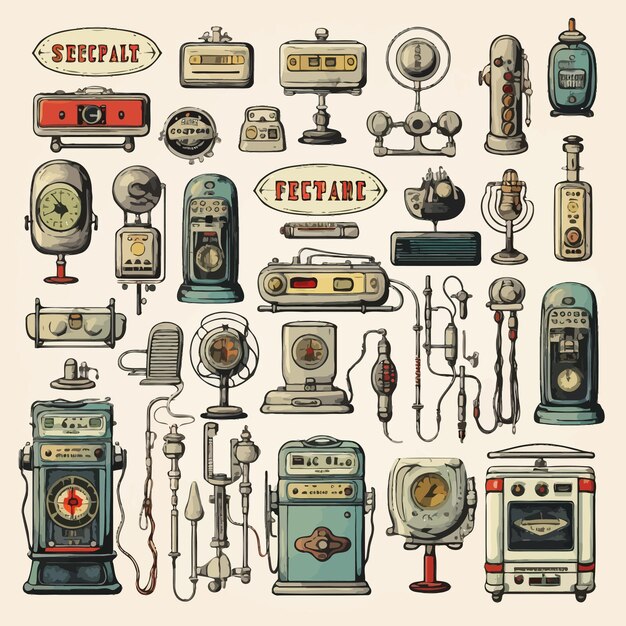 Vector set of vintage electrical machine