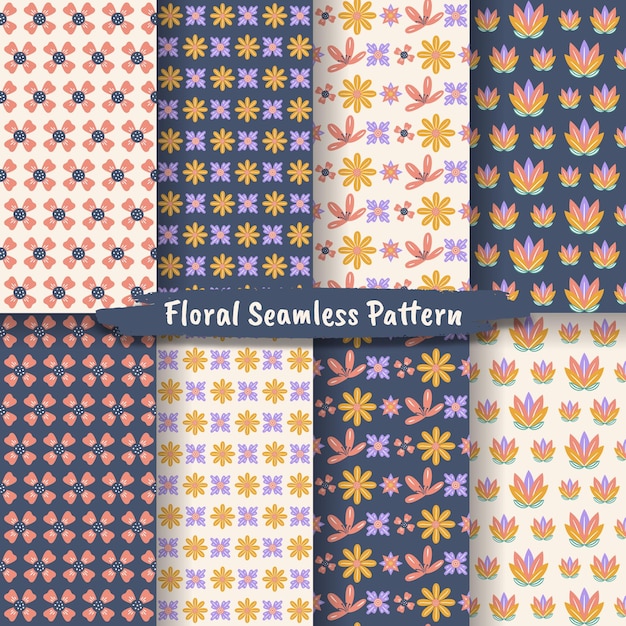 Set Of Vintage Floral Seamless Pattern For Design And fashion Prints