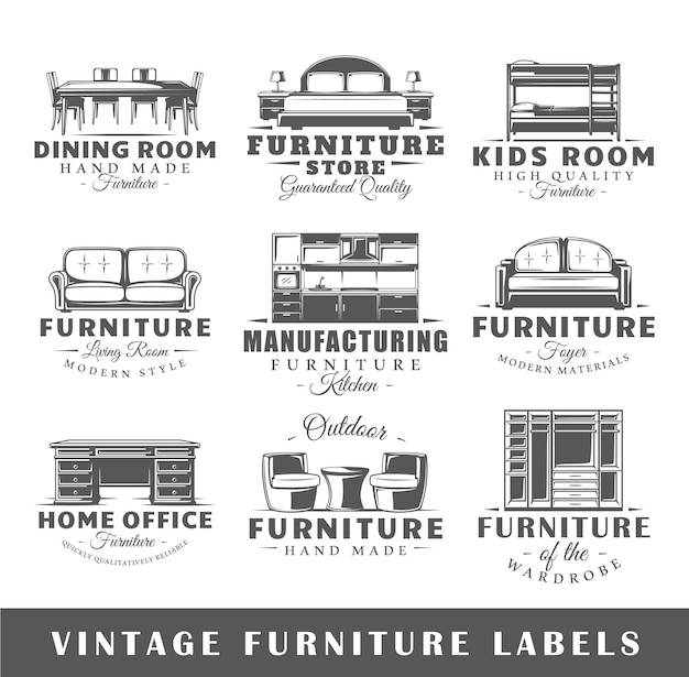 Set of vintage furniture logo