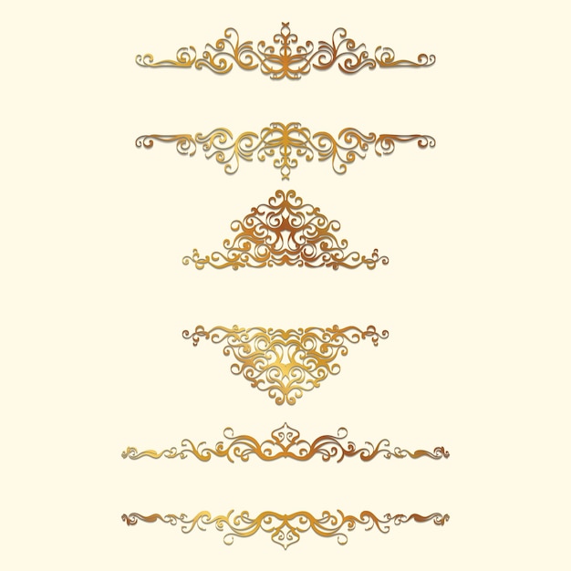 Set of Vintage Gold Border Element