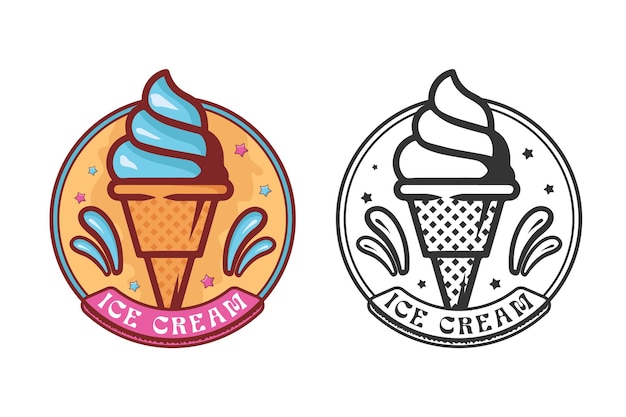 Set of vintage ice cream shop logo badges and labels Ice cream labels and badge collections