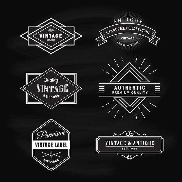 Set vintage label blackboard retro design