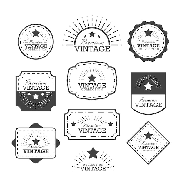 Set vintage labels and frame. Vector illustration.