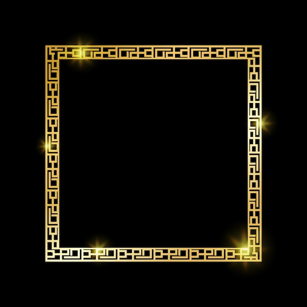 Set of vintage luxury golden ancient Greek border rectangle frame for logo decoration