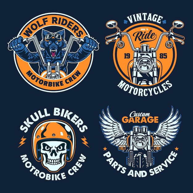 Set of Vintage Motorcycle Badges