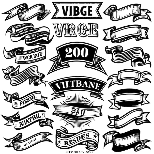 set of vintage ribbons vector