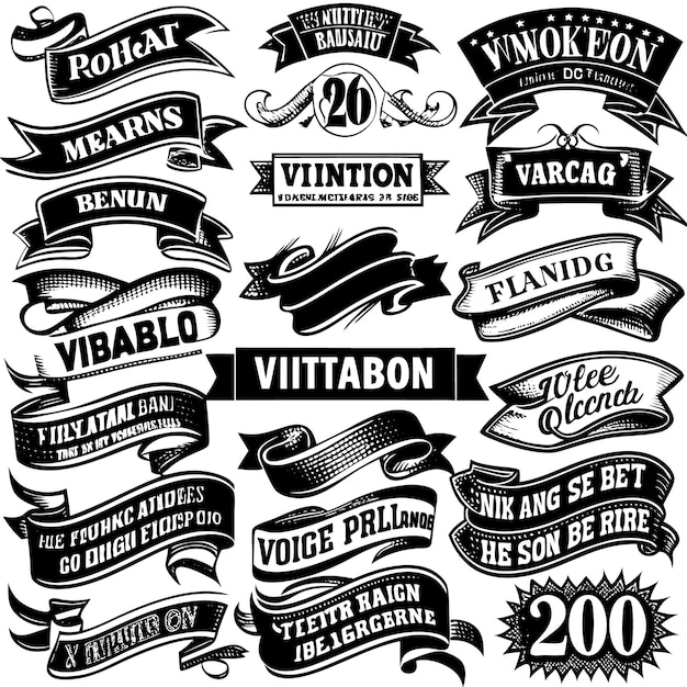 set of vintage ribbons vector