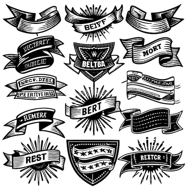 Vector set of vintage ribbons vector