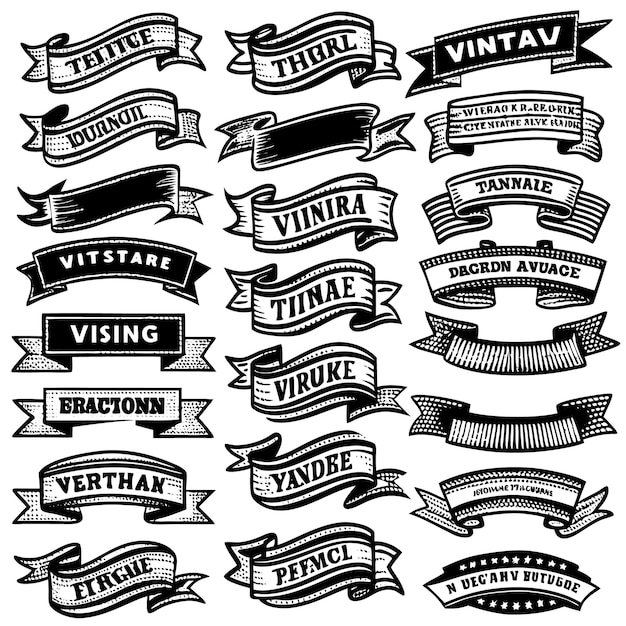 Vector set of vintage ribbons vector