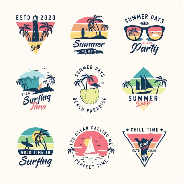 Set of vintage summer logo