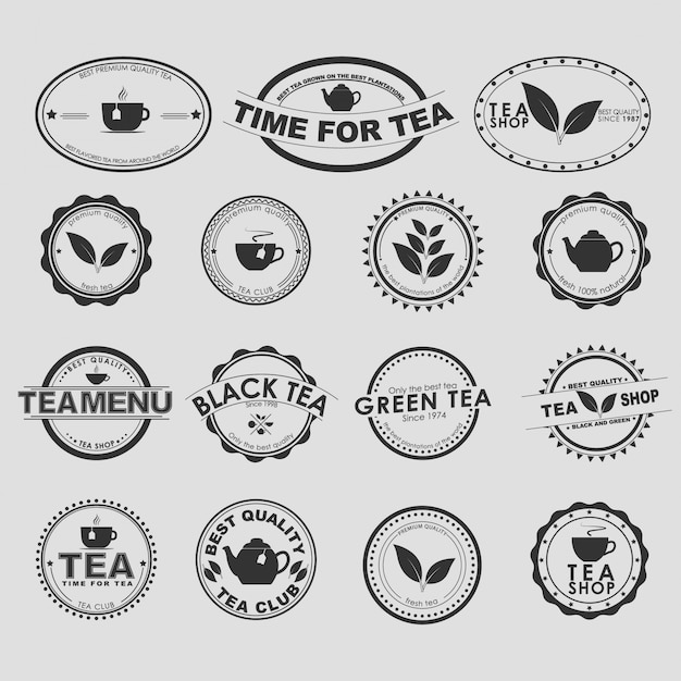 Set of vintage tea logos