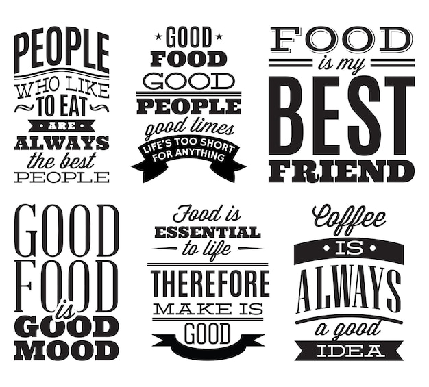 Set of vintage typographic food quotes to the menu or tshift