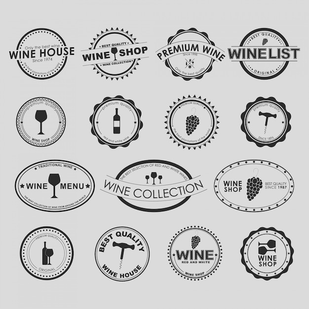 Set of vintage wine logo collection